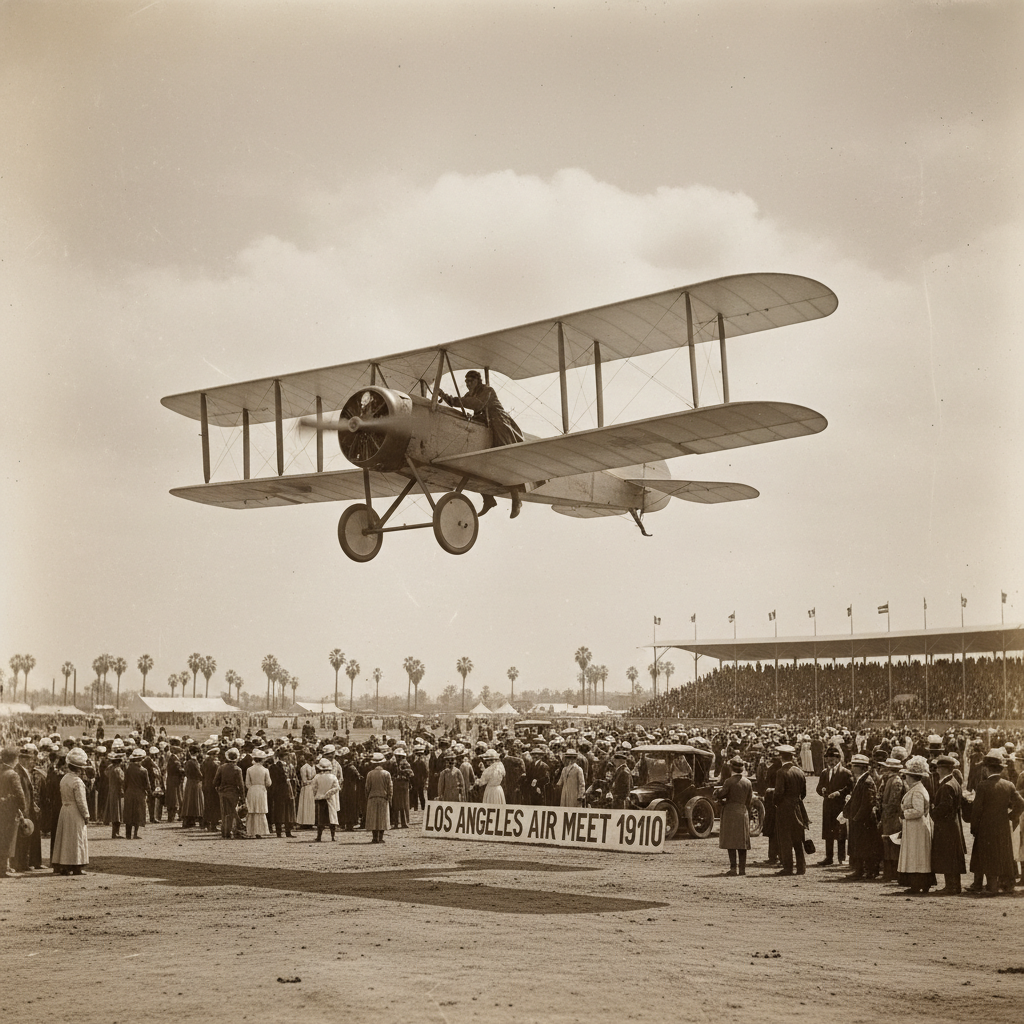 Louis Paulhan French aviator biplane 1910