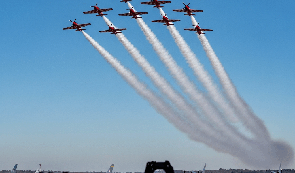 Red Arrows Make Historic First Arrival at EAA AirVosh RAF Demo Team Lands Wednes