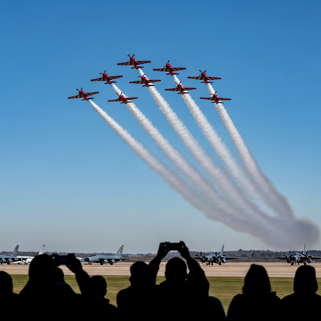 Red Arrows Make Historic First Arrival at EAA AirVosh — RAF Demo Team Lands Wednesday for Night Air Show and Three-Day Performance Run