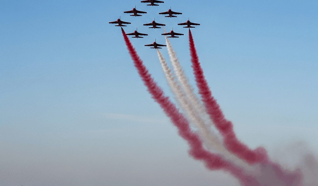 Red Arrows Make Surprise Burlington Stop During Operation Eagle Hawk RAF Perform